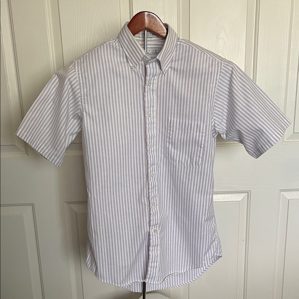 Van Heusen White and Gray Striped Button Down Shirt